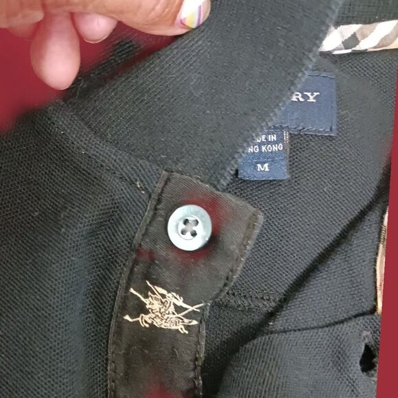 Burberry Golf Mens Polo Shirt Classic Fit With Check Trim blk Medium - Picture 8 of 16